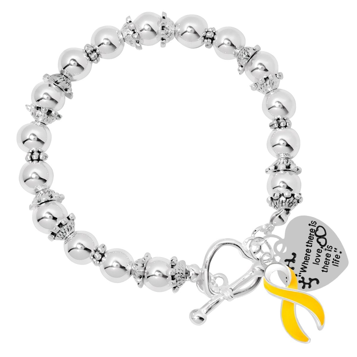 Gold Ribbon Where There is Love Awareness Bracelets