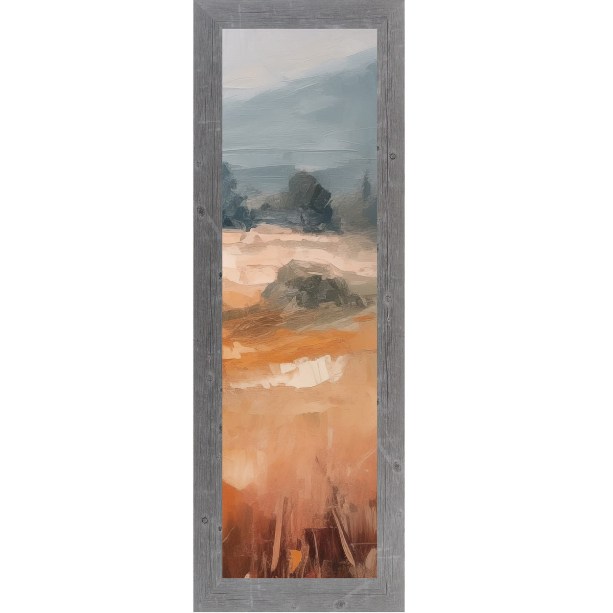 Terracotta Abstract Landscape Wall Art – Warm Orange Field Narrow Portrait Scenic Decor (SB935)