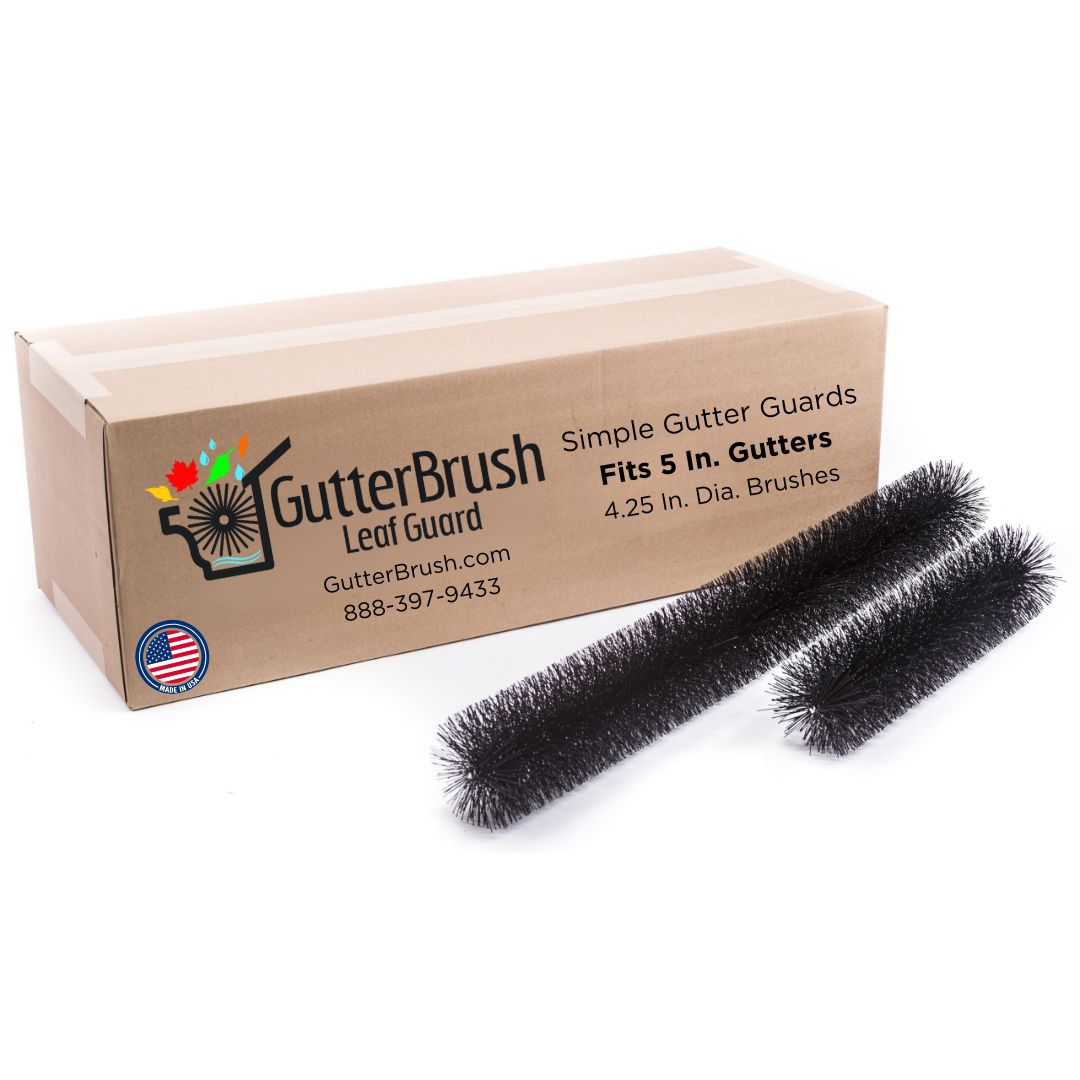 5 Inch Gutter Guards – Standard Size Brush Leaf Guard (4.25" Dia) – Easy Gutter Protection & Leaf Filter Alternative