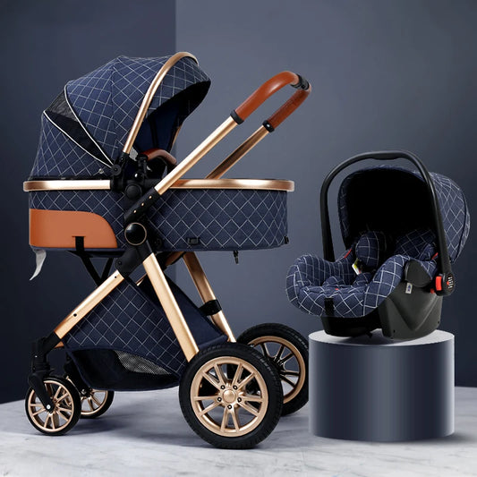 Luxury Baby Stroller 3 in 1 High Landscape Portable Infant Carrier w Car Seat