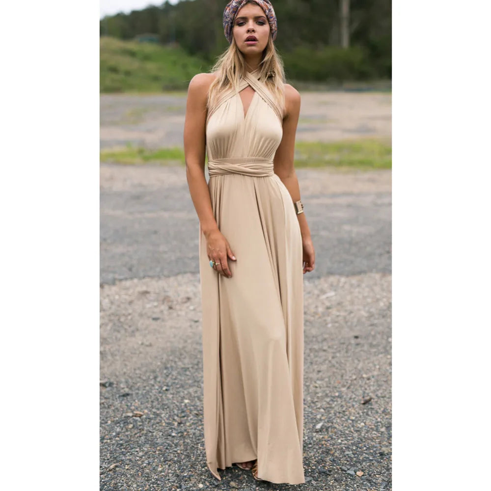 Women Sexy Multiway Wrap Convertible Boho Maxi Bandage Long Dress Party Bridesmaid Infinity Robe