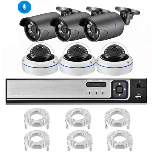 AZISHN 4K 8MP Video Surveillance Set 8CH POE NVR kit AI Human Detection IP Camera Indoor Outdoor Audio Recorder Security System