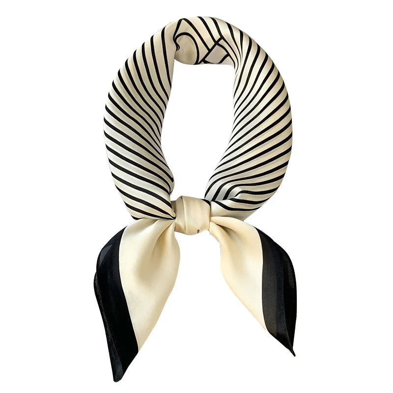 Luxury Brand Silk Satin Square Plaid Scarf