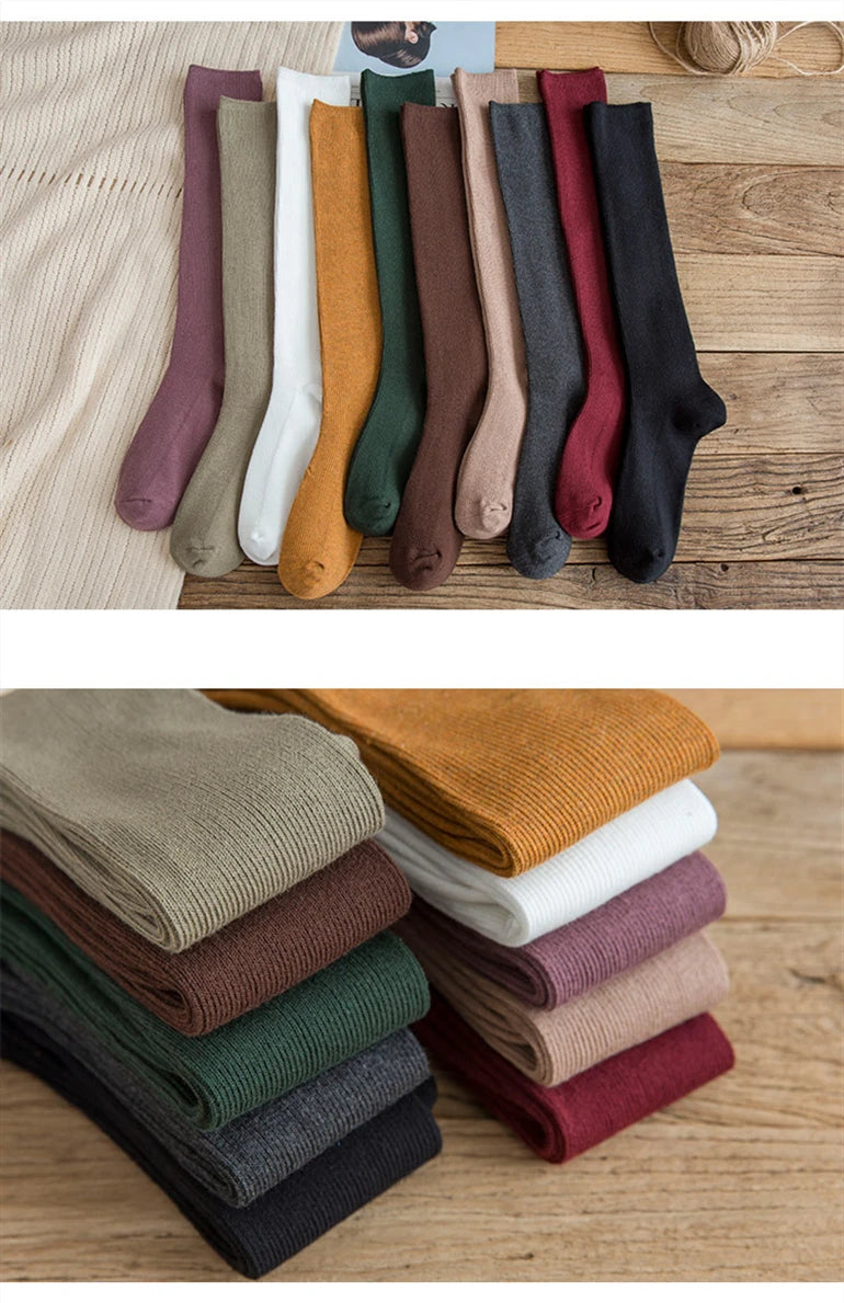 10 Colors Women's Cotton Socks Long Socks