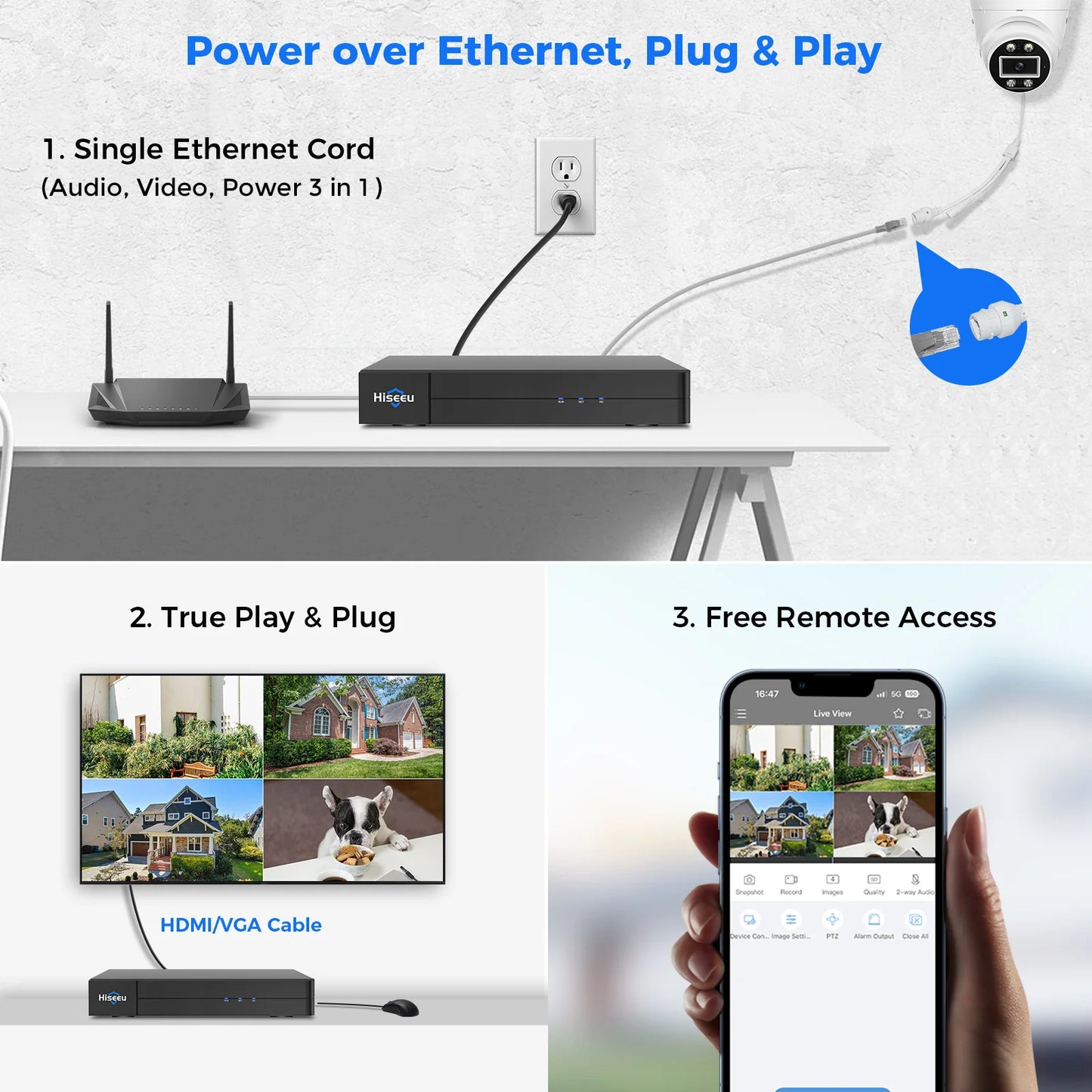 Hiseeu 4CH 5MP POE NVR Security Camera System Indoor CCTV Kit Two-Way Audio AI Smart Detection Dome IP Camera DVR Data Storage