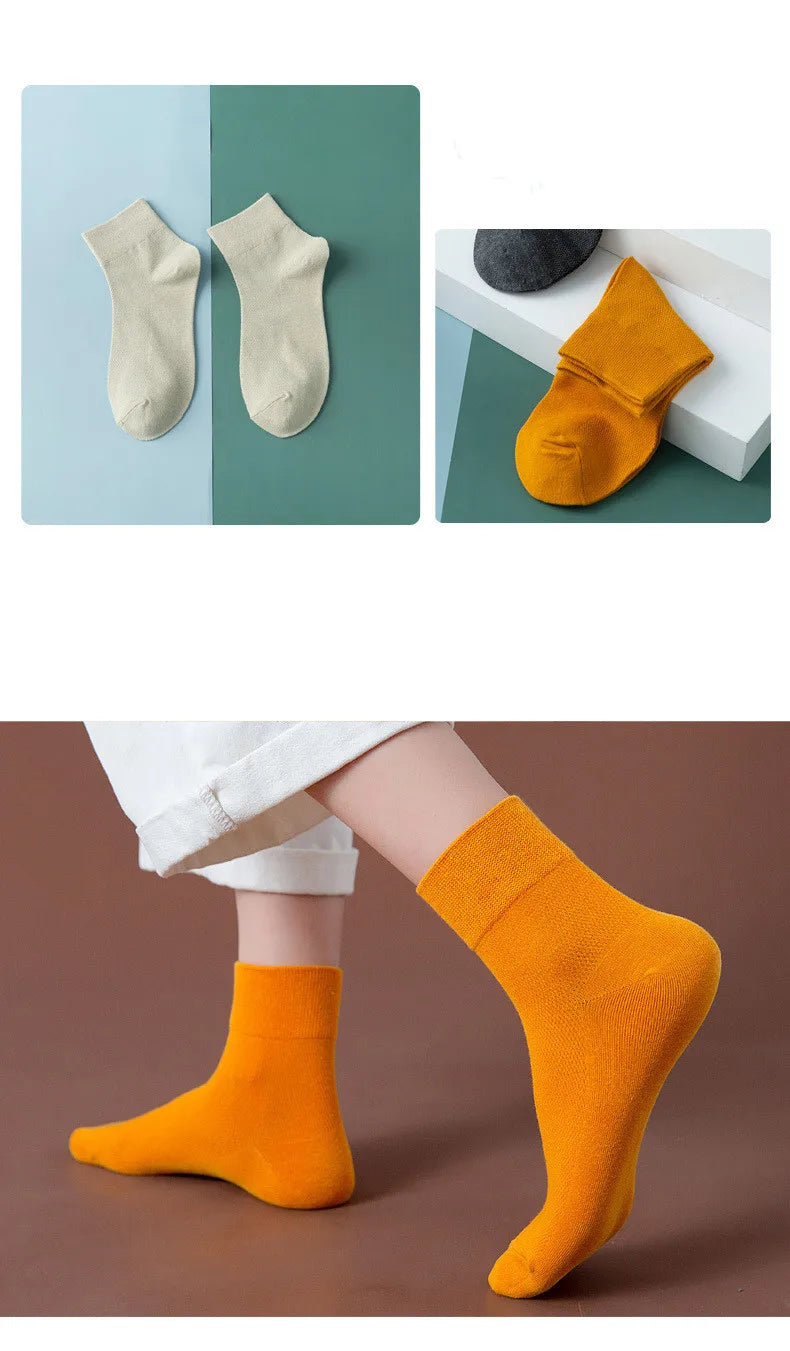 Cotton Breathable Solid Color Woman Summer Thin Socks