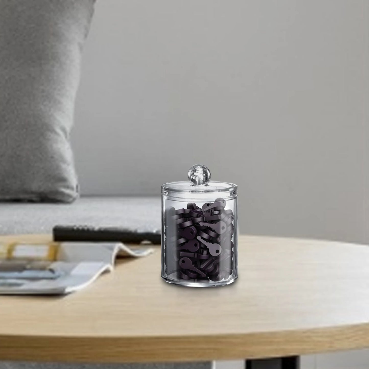 Acrylic Storage Organizer Jar Round Box Makeup Cotton Swab