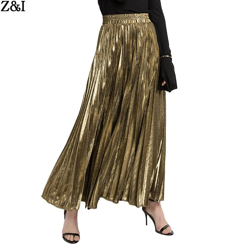 Women's Half Skirt Eco-Friendly Polyester Cotton A-Line Pleated Maxi Casual Skirt