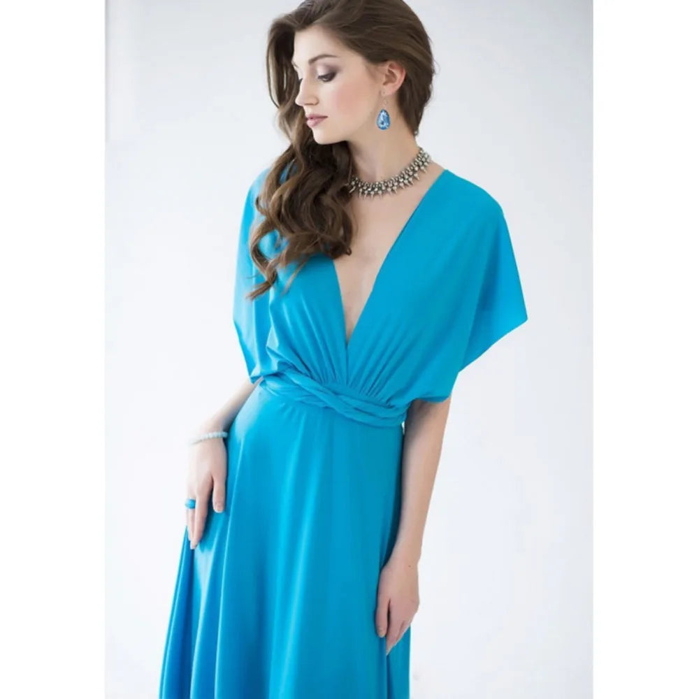 Women Sexy Multiway Wrap Convertible Boho Maxi Bandage Long Dress Party Bridesmaid Infinity Robe