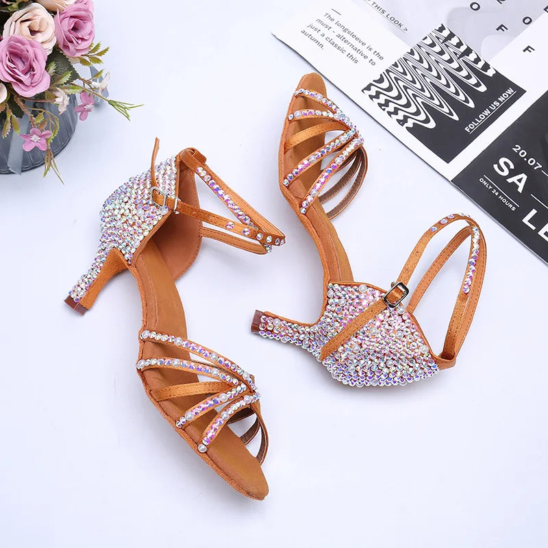 Brown 5cm 7cm Latin Shoes Swing Ballroom Salsa Tango Party Dance Shoes Sandals