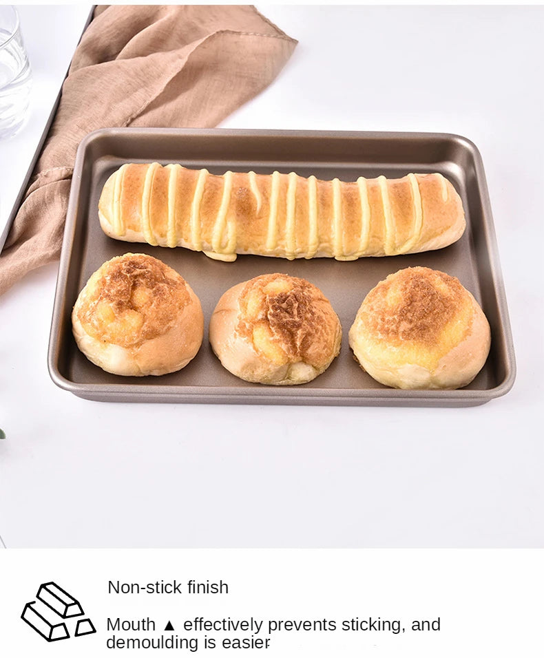 Deep Baking Pan Rectangular Non Stick Carbon Steel Bakeware Biscuit Bread Loaf kit