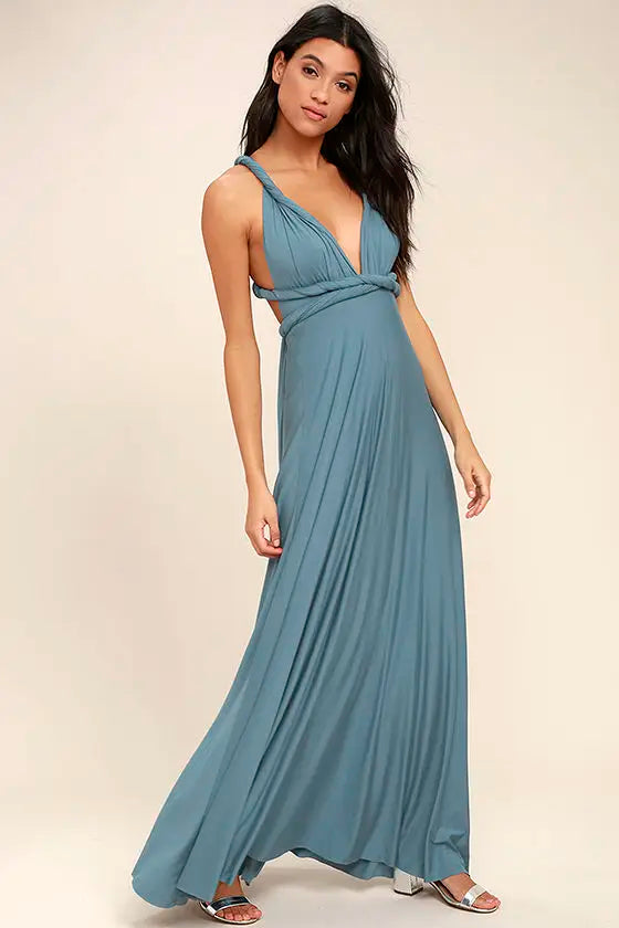 Women Sexy Multiway Wrap Convertible Boho Maxi Bandage Long Dress Party Bridesmaid Infinity Robe