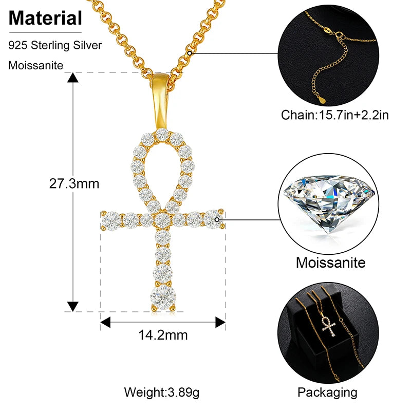 Moissanite Men Women Hip Hop Cross Pendant 925 Sterling Silver Material Fine Jewelry