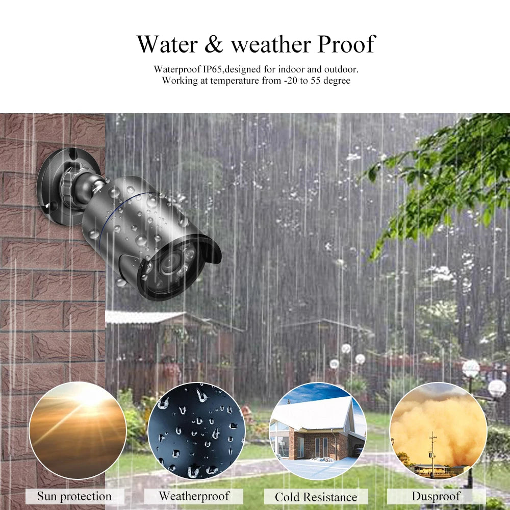 AZISHN 4K 8MP Video Surveillance Set 8CH POE NVR kit AI Human Detection IP Camera Indoor Outdoor Audio Recorder Security System