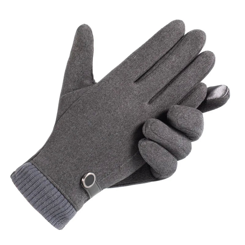 Men Winter Keep Warm Touch Screen Plus Velvet Thicken Fashion Cold Protection Outdoor Cycling Drive Mittens Gloves
