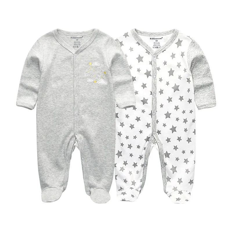0-12Months Baby Rompers Newborn Pajamas Girls Boys 100% Cotton Long Sleeve 1/2/3 Pieces