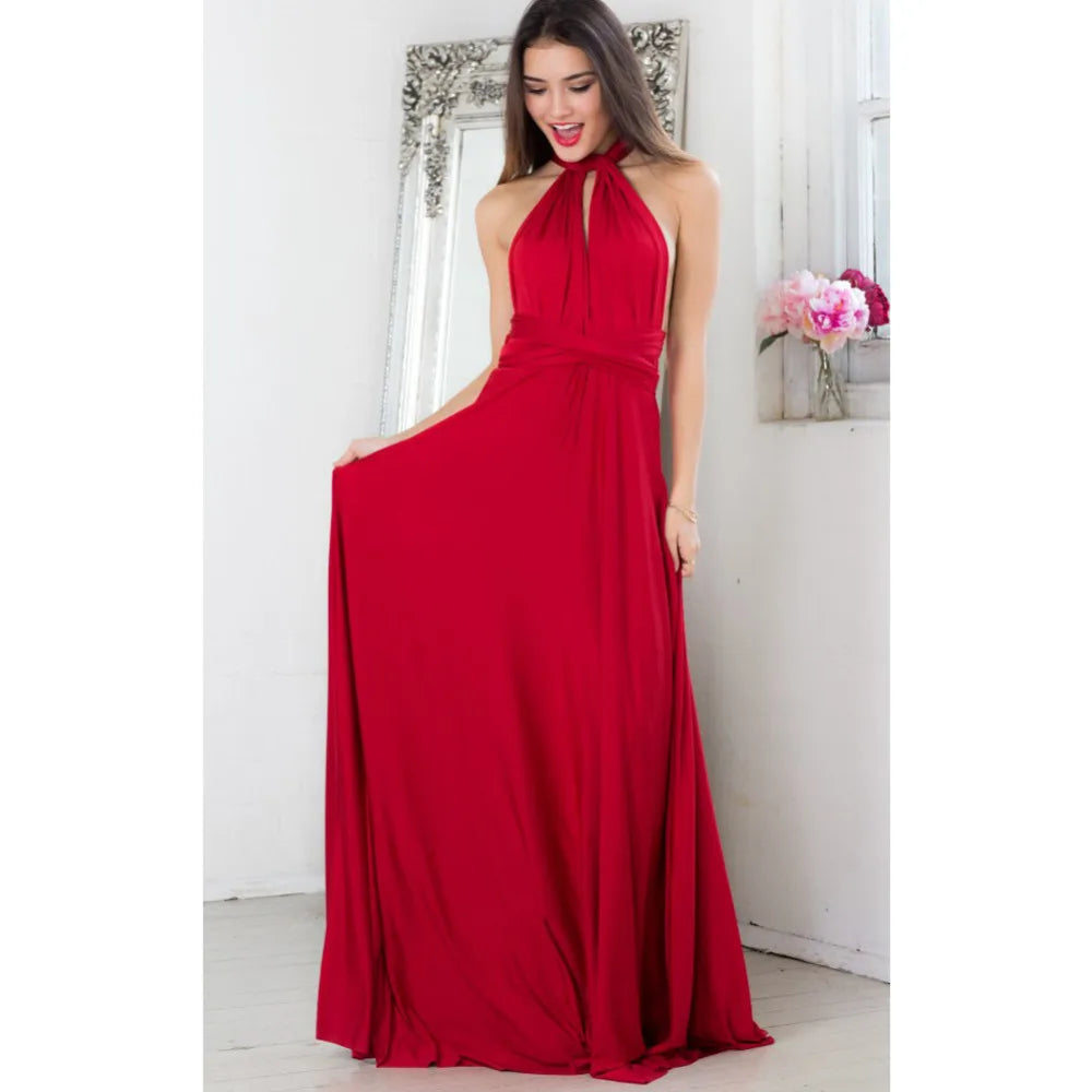 Women Sexy Multiway Wrap Convertible Boho Maxi Bandage Long Dress Party Bridesmaid Infinity Robe