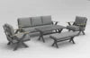 Modern All-Aluminum Outdoor Modular Sofa Set with X-Frame Design and Dining Table Freely Combinable for Farmhouse & Courtyard