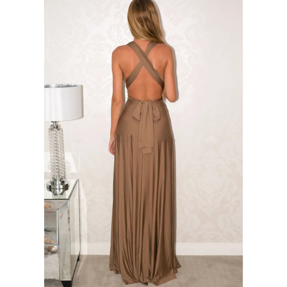 Women Sexy Multiway Wrap Convertible Boho Maxi Bandage Long Dress Party Bridesmaid Infinity Robe