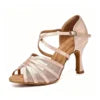 7.5cm Salsa Ballroom Dance Shoes Latin Cross Strap Dancing Shoes Practice Performance Footwear for Women
