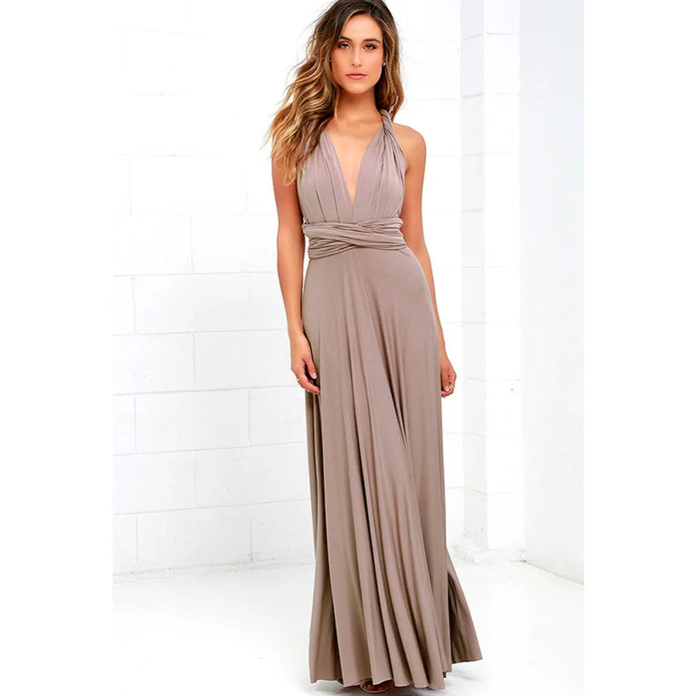 Women Sexy Multiway Wrap Convertible Boho Maxi Bandage Long Dress Party Bridesmaid Infinity Robe