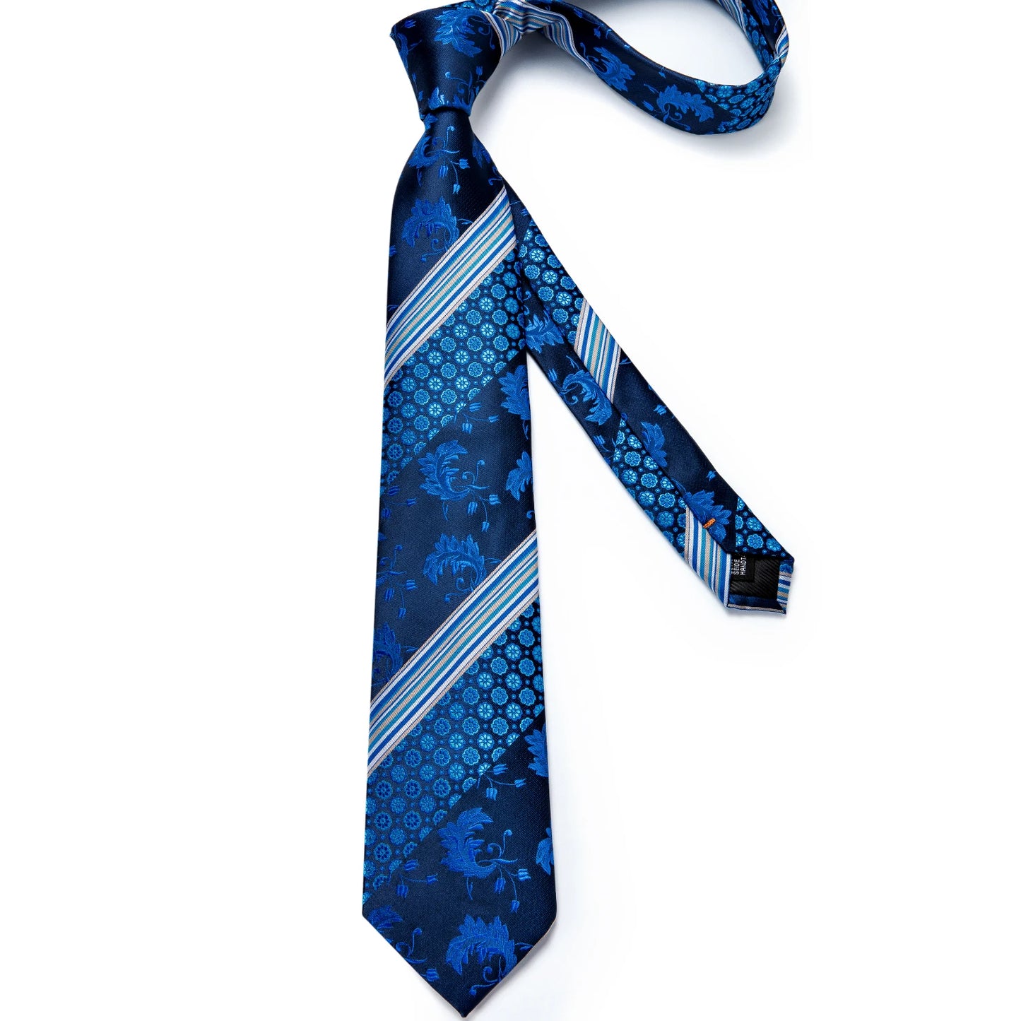 New Classic 100% Silk Men's Ties 8cm Blue Plaid Dot Striped Business Necktie Handkerchief Wedding Party Tie Set