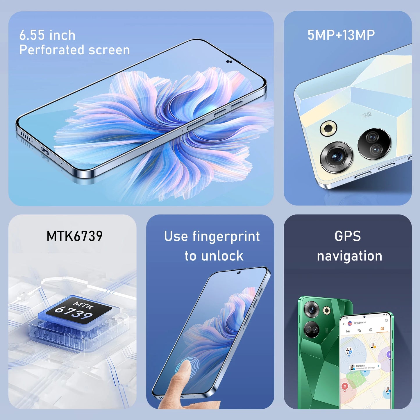 Brand New C20pro Version Android 14.0 HD Screen Dual SIM Card LTE Cellular 3G OTG Fingerprint Fast Charging 5g Smartphone