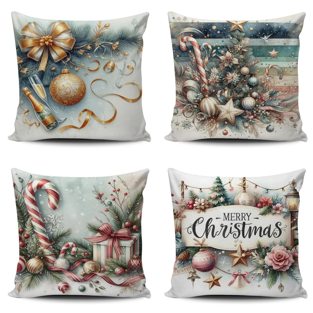Super Soft Personalized Christmas Tree Cushion Cover Home Decorative Pillowcase with Sublimation Printing