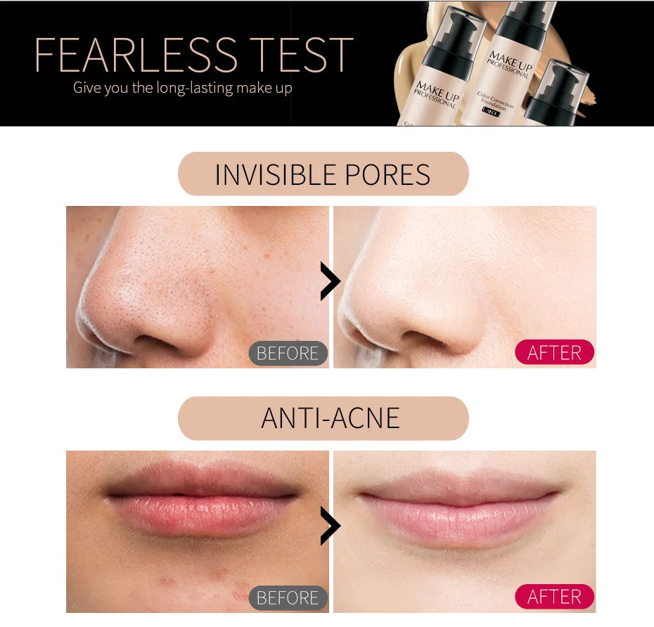 Makeup Base Face Liquid Foundation BB Cream Concealer Moisturizer Oil-control Whitening Waterproof 40g