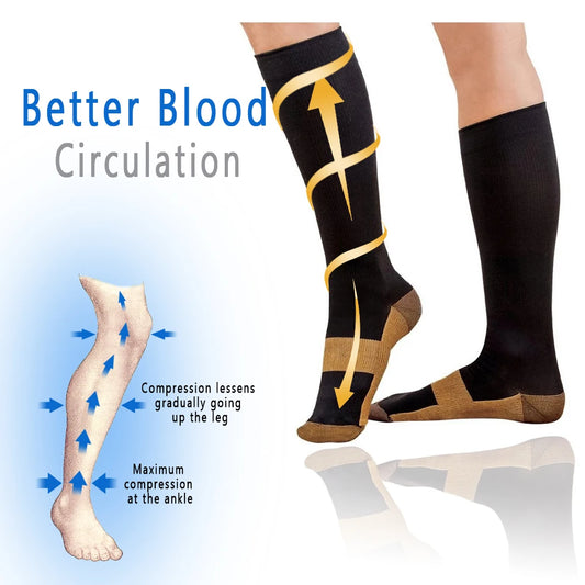 Copper Compression Men Women Socks Anti Fatigue Pain Relief Knee High Stockings 20-30 Athletic Pregnancy