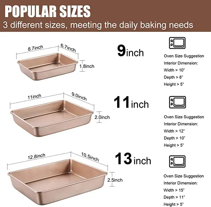 Deep Baking Pan Rectangular Non Stick Carbon Steel Bakeware Biscuit Bread Loaf kit