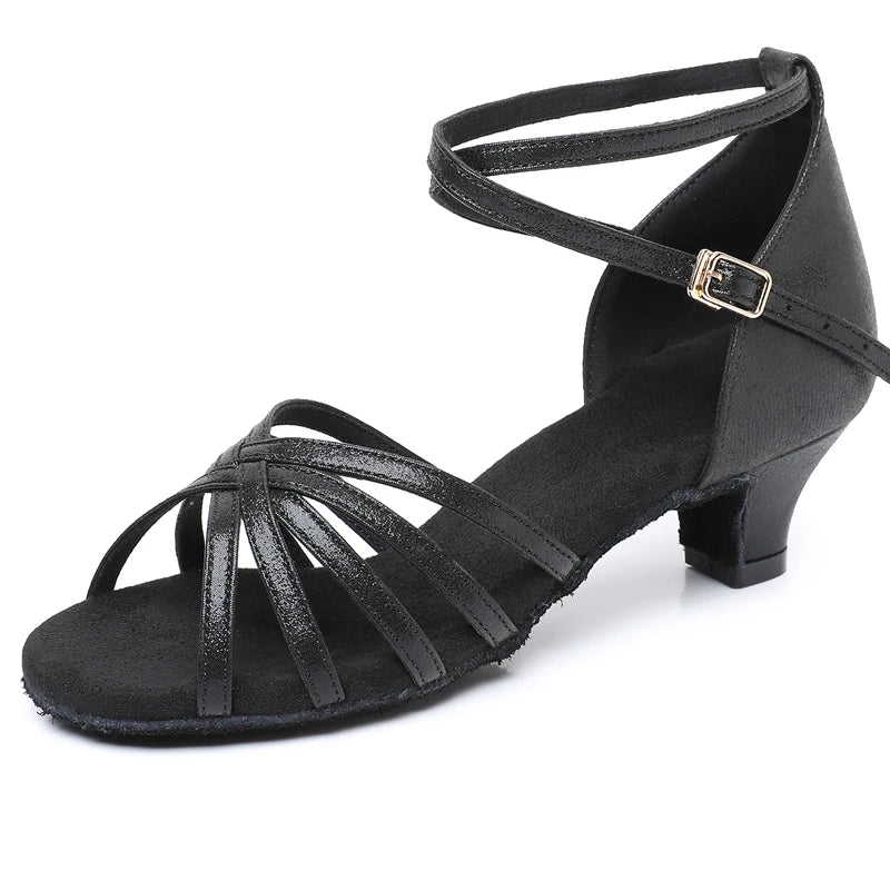 Girls' Ballroom/Latin Dance Shoes with Microfiber Upper Cowhide Outsole Suedette Lining 4.5cm Heel-Stage Performance Shoes