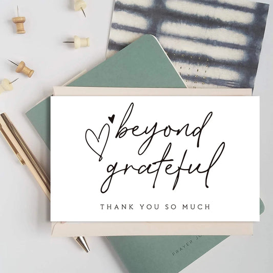 30Pcs/Pack white Thank You Card Labels With Beyond Grateful Card For Supporting My Small Business Decoration Gift Greeting Card