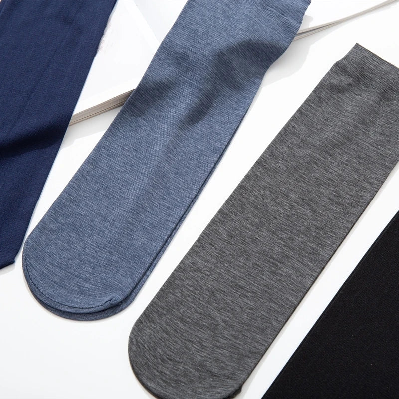 10pairs Bamboo Fiber Silk Men's Summer Socks Thin Stripe Breathable