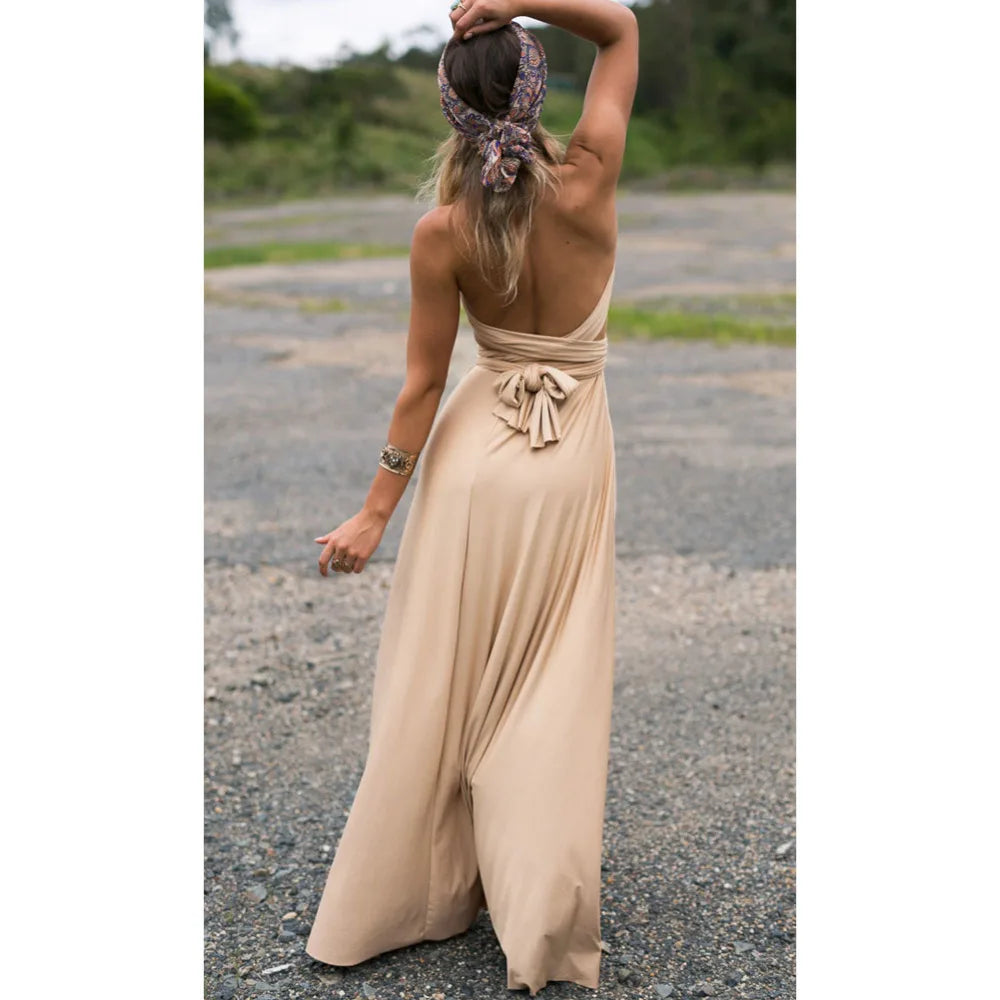 Women Sexy Multiway Wrap Convertible Boho Maxi Bandage Long Dress Party Bridesmaid Infinity Robe