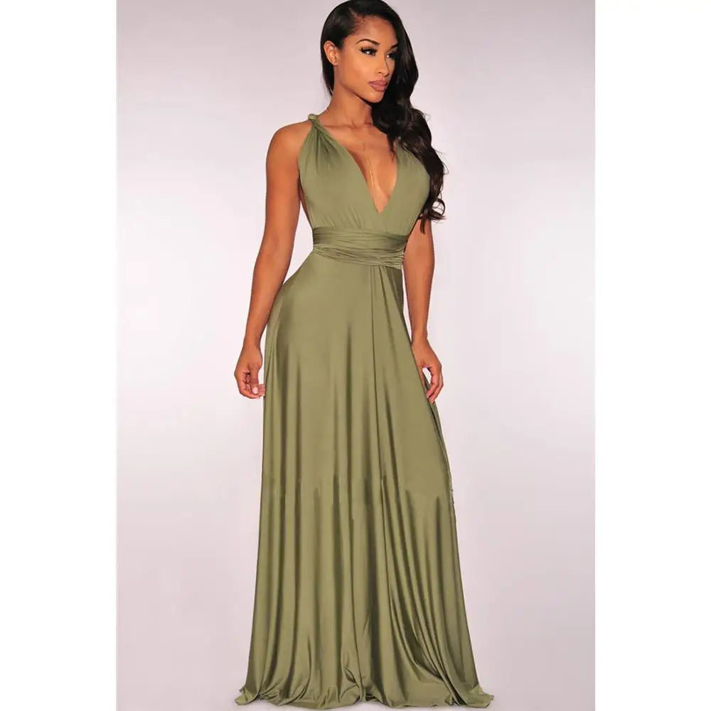 Women Sexy Multiway Wrap Convertible Boho Maxi Bandage Long Dress Party Bridesmaid Infinity Robe