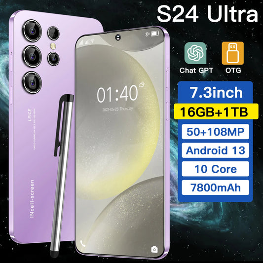 2025 Global Version 5G S25 S24 Ultra 6.8-Inch HD Android Cell Phone Deca Core CPU 16GB+1TB Unlocked New English French Spanish