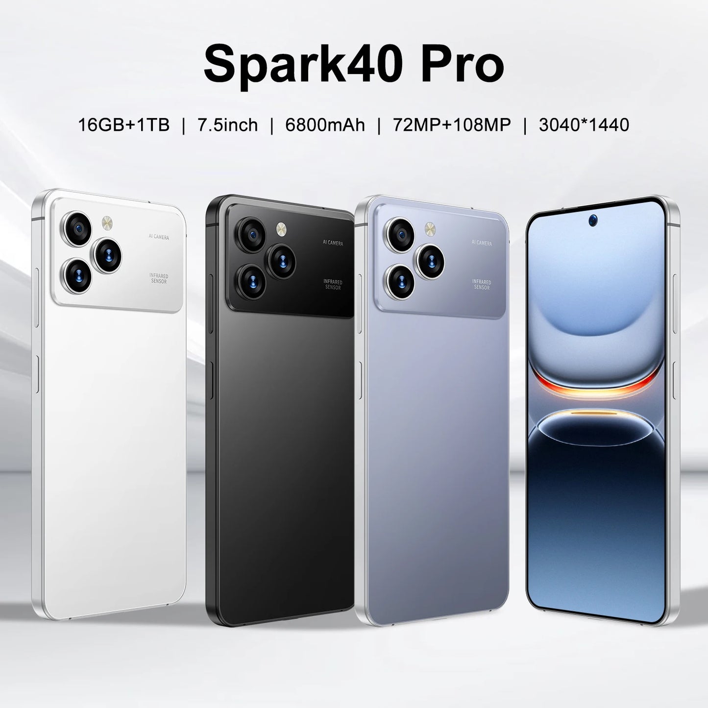 Original Pro Spark 40 Smartphones 16GB+1TB 5G Dual SIM Cellphone Mobile Phone