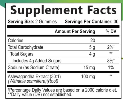 Vitamins Ashwagandha Gummies Vegan Root Extract Supplements