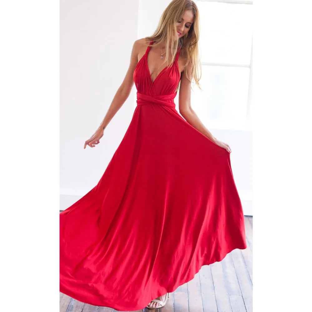 Women Sexy Multiway Wrap Convertible Boho Maxi Bandage Long Dress Party Bridesmaid Infinity Robe