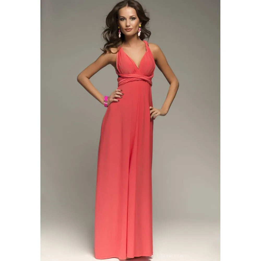 Women Sexy Multiway Wrap Convertible Boho Maxi Bandage Long Dress Party Bridesmaid Infinity Robe