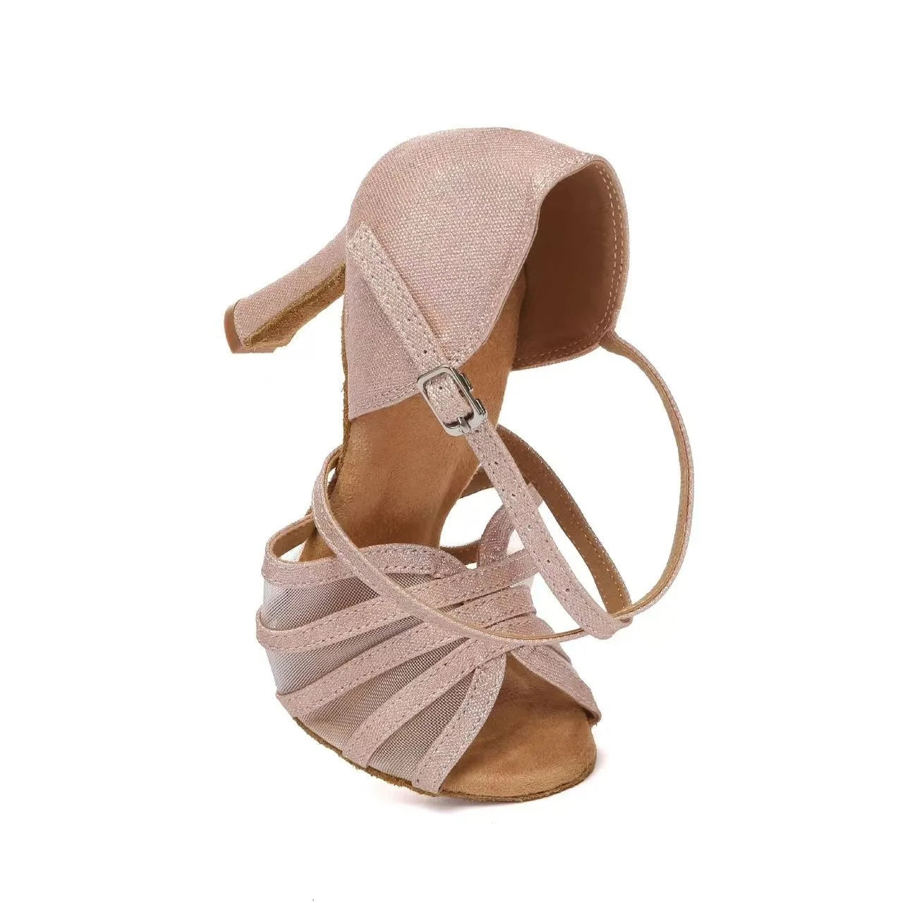 7.5cm Salsa Ballroom Dance Shoes Latin Cross Strap Dancing Shoes Practice Performance Footwear for Women