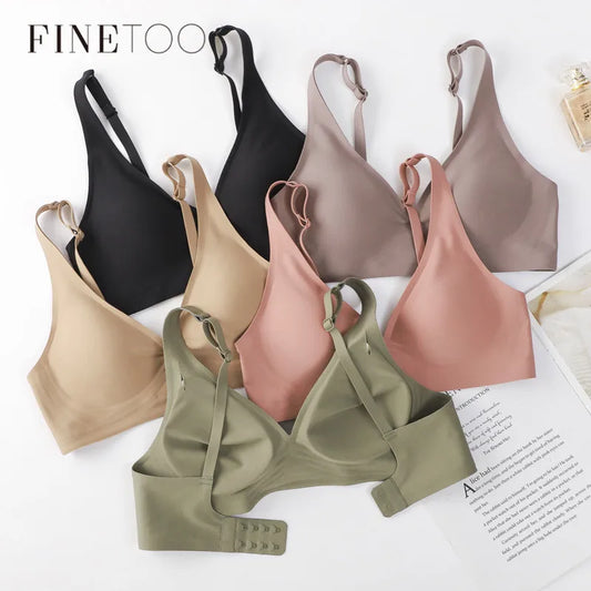 FINETOO Soft Wireless Bra Women Deep V Bras Sexy Bralette Padded Bra S-XL Female Seamless Underwear Comfortable Ladies Lingerie