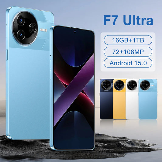 Latest Style F7 Ultra  Original Smart Mobile Phone 7.3-inch HD Screen MTK Dimensity Series CPU 16GB+1TB 108MP Rear Camera