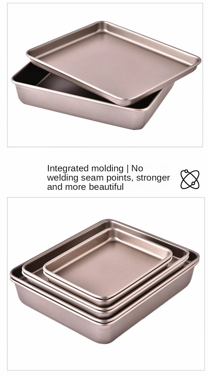 Deep Baking Pan Rectangular Non Stick Carbon Steel Bakeware Biscuit Bread Loaf kit