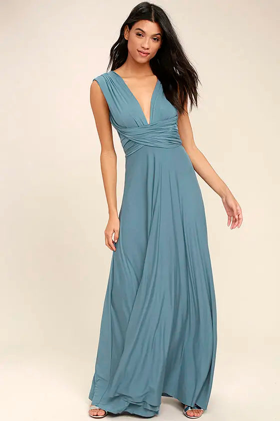Women Sexy Multiway Wrap Convertible Boho Maxi Bandage Long Dress Party Bridesmaid Infinity Robe