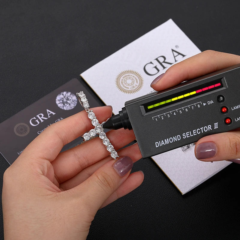 Moissanite Men Women Hip Hop Cross Pendant 925 Sterling Silver Material Fine Jewelry