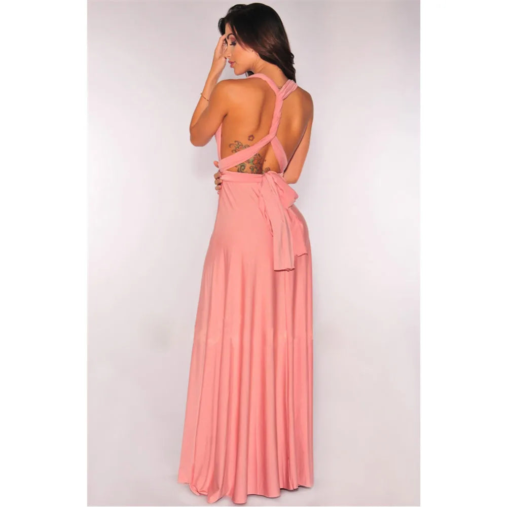 Women Sexy Multiway Wrap Convertible Boho Maxi Bandage Long Dress Party Bridesmaid Infinity Robe