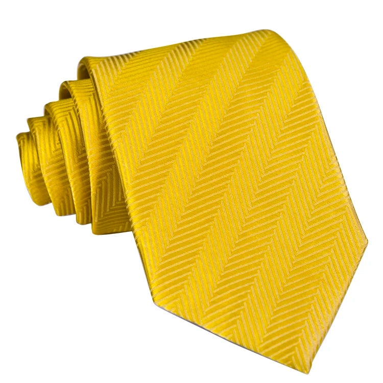 Solid Floral Paisley Yellow Gold Men's Ties Neckties 100% Silk Jacquard Woven Tie Sets Pocket Square Party Wedding