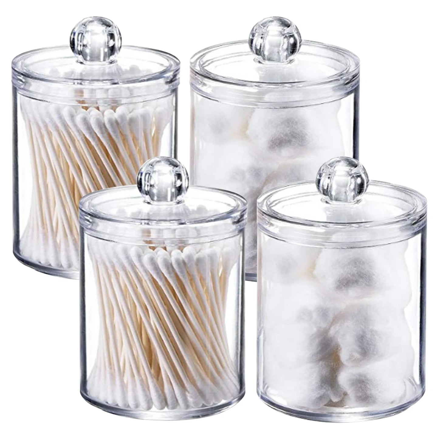 Acrylic Storage Organizer Jar Round Box Makeup Cotton Swab